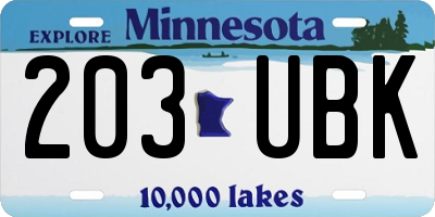 MN license plate 203UBK