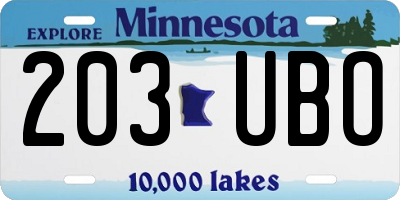MN license plate 203UBO