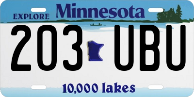 MN license plate 203UBU