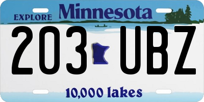 MN license plate 203UBZ