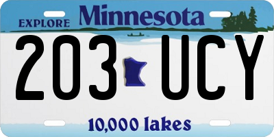 MN license plate 203UCY