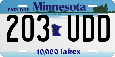 MN license plate 203UDD
