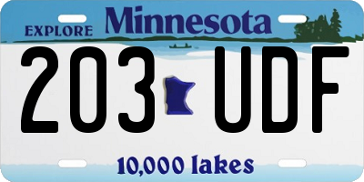 MN license plate 203UDF