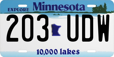 MN license plate 203UDW