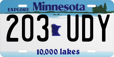 MN license plate 203UDY