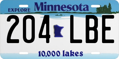 MN license plate 204LBE
