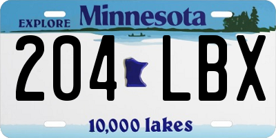 MN license plate 204LBX