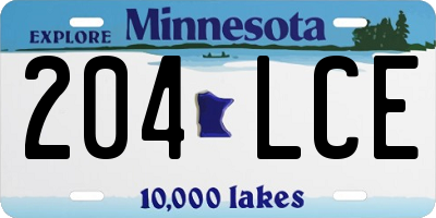 MN license plate 204LCE