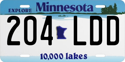 MN license plate 204LDD