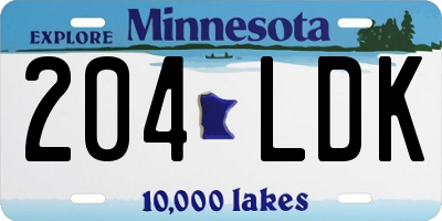 MN license plate 204LDK