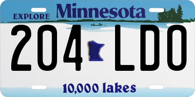 MN license plate 204LDO