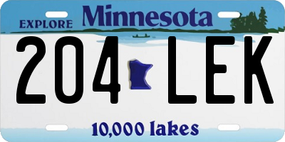 MN license plate 204LEK