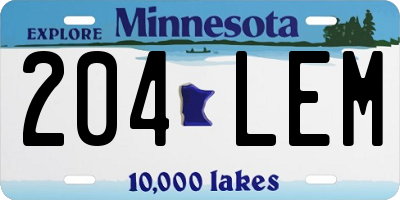 MN license plate 204LEM