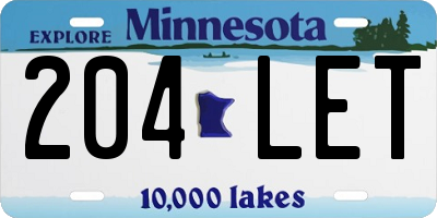MN license plate 204LET