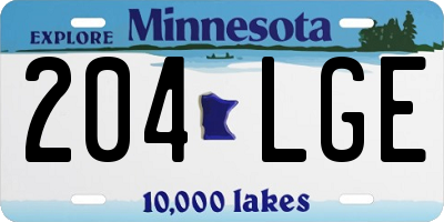 MN license plate 204LGE