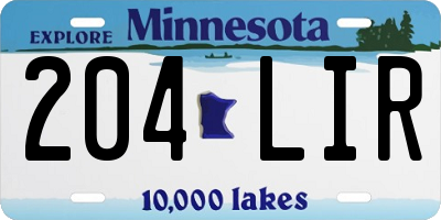 MN license plate 204LIR