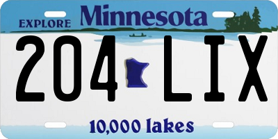 MN license plate 204LIX