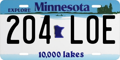 MN license plate 204LOE