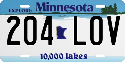 MN license plate 204LOV
