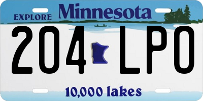 MN license plate 204LPO