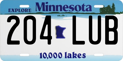 MN license plate 204LUB