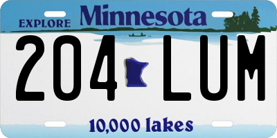 MN license plate 204LUM