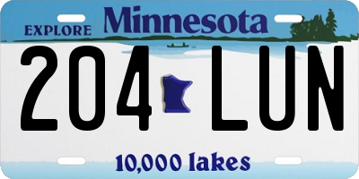 MN license plate 204LUN