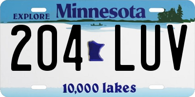 MN license plate 204LUV