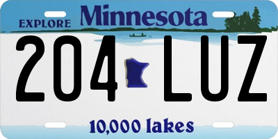 MN license plate 204LUZ