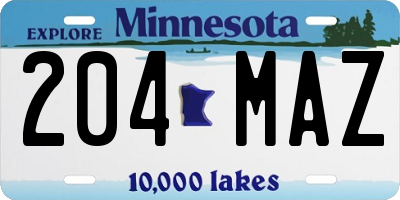 MN license plate 204MAZ