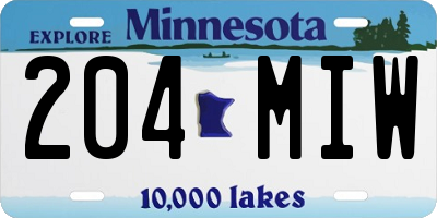 MN license plate 204MIW