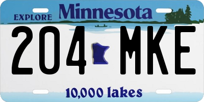 MN license plate 204MKE
