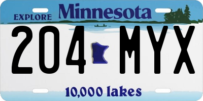 MN license plate 204MYX