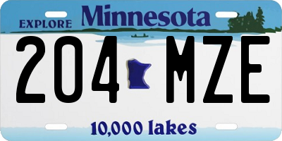 MN license plate 204MZE