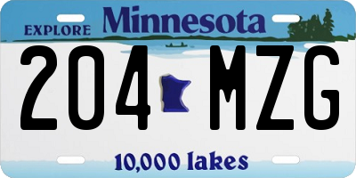 MN license plate 204MZG