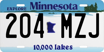 MN license plate 204MZJ