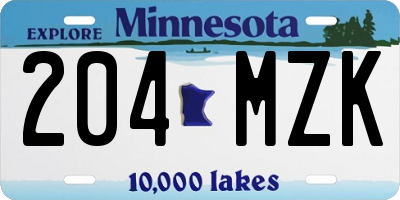 MN license plate 204MZK