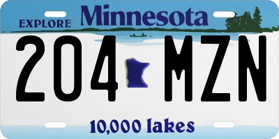 MN license plate 204MZN