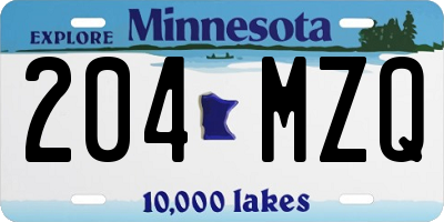 MN license plate 204MZQ