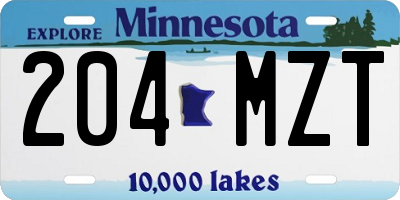 MN license plate 204MZT