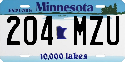 MN license plate 204MZU