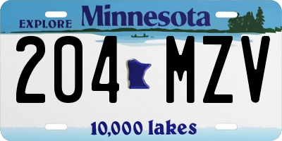 MN license plate 204MZV