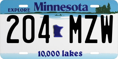 MN license plate 204MZW