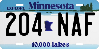 MN license plate 204NAF