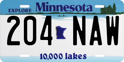 MN license plate 204NAW