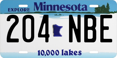 MN license plate 204NBE