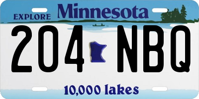 MN license plate 204NBQ