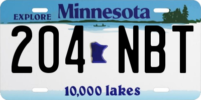MN license plate 204NBT