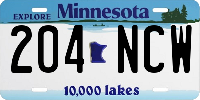 MN license plate 204NCW