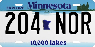 MN license plate 204NOR